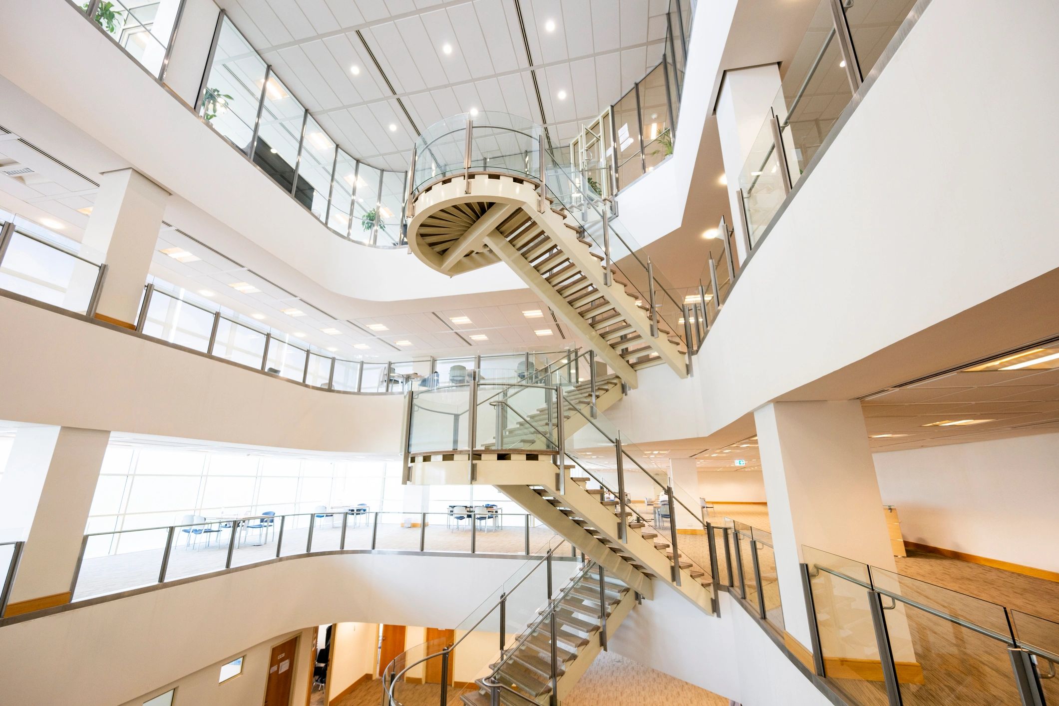 Modern office atrium representing a professional business environment