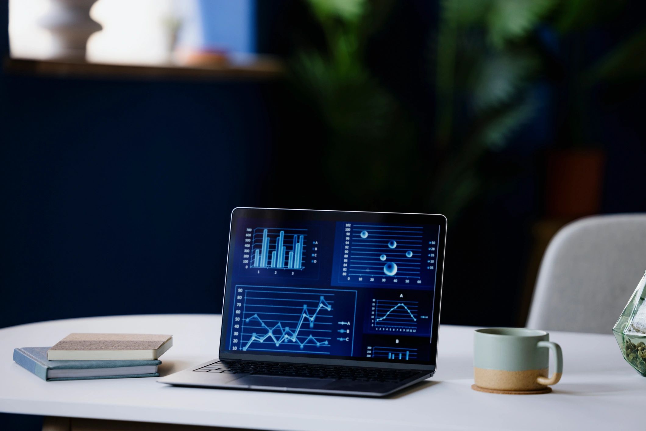 Computer screen with progress chart used for reporting